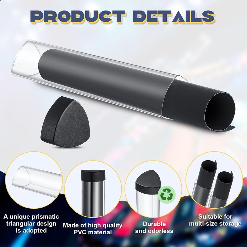 Hsei 8 Pcs Gaming Prism Playmat Tube 15 Inch Play Mat Poster Holder Tube Easy in and Out Playmat Case for Card Storage Toy Card Play Mat, Won't Roll Off Surfaces(Black, Clear) - Image 3